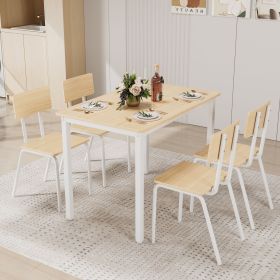 5-Piece Dining Table Set with 4 Chairs, 43" Kitchen Table & Chairs Set for 4, Dining Room Table with Metal Frame & MDF Board, Perfect for Small S