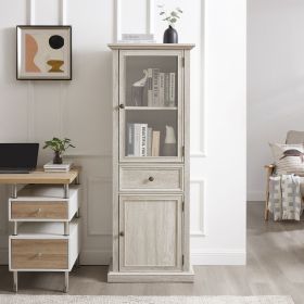 Tall Storage Cabinet, Freestanding Cabinet with Glass Door and Shelves, Sideboard cabinet, Cabinet with Drawer for Living Room, Kitchen, Dining R