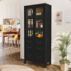 Kitchen Pantry Cabinet, Freestanding Tall Storage Cabinet, Utility Cupboard (Main Material: Engineered Wood, Main Color: Black)