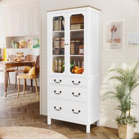 Kitchen Pantry Cabinet, Freestanding Tall Storage Cabinet, Utility Cupboard (Main Material: Engineered Wood, Main Color: White)