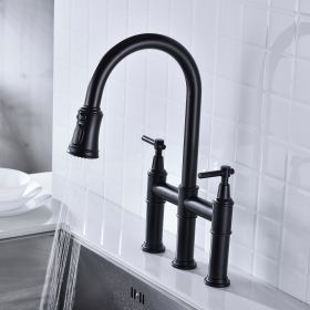 Pull Down Dual Handle Kitchen Faucet (Option: Matte Black)